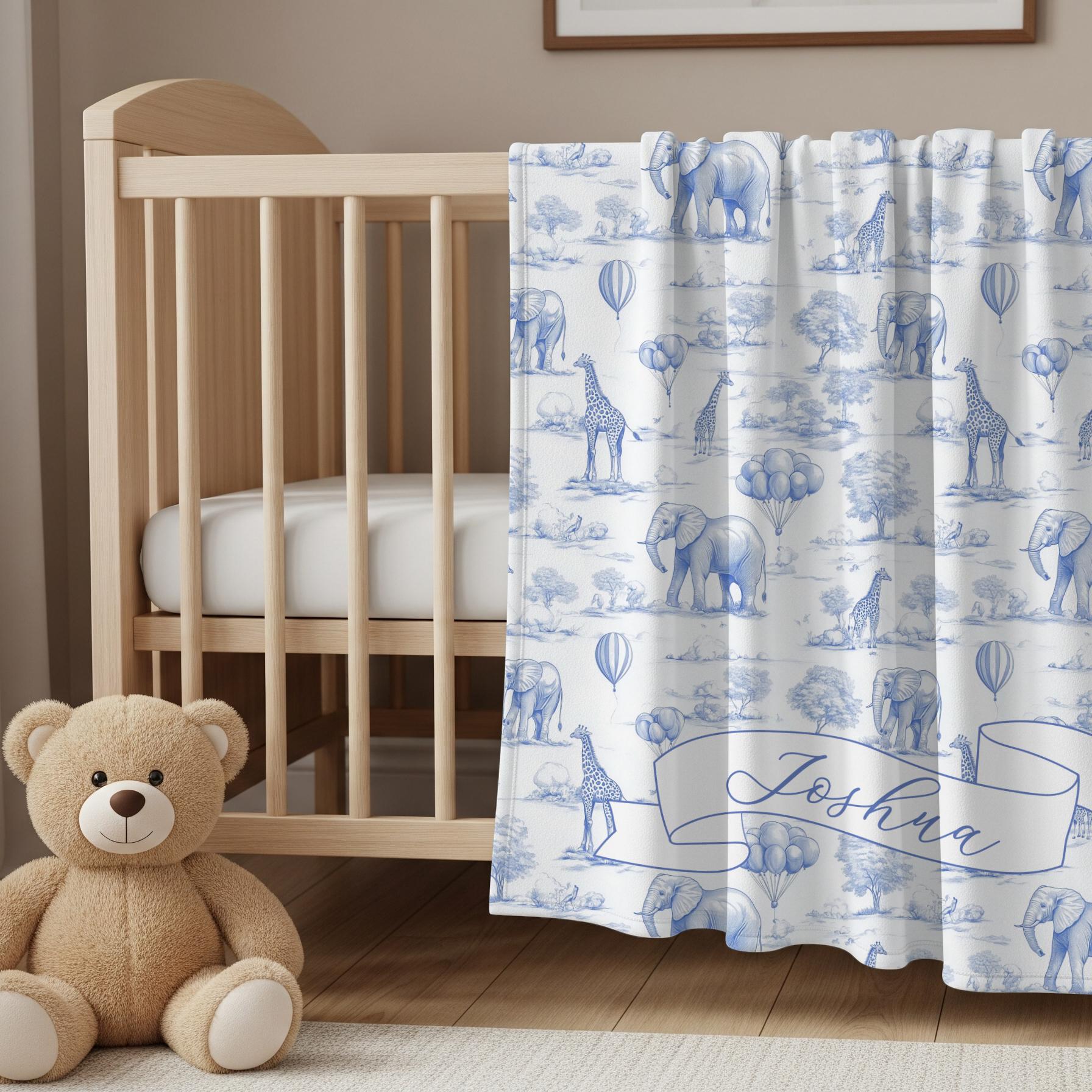 Pink Safari Baby Girl Blanket Elegant Baby Shower Gift Elegant Toile Safari Nursery Decor Chinoiserie Crib Throw Newborn Coming Home Blanket - LAUMIANstudio