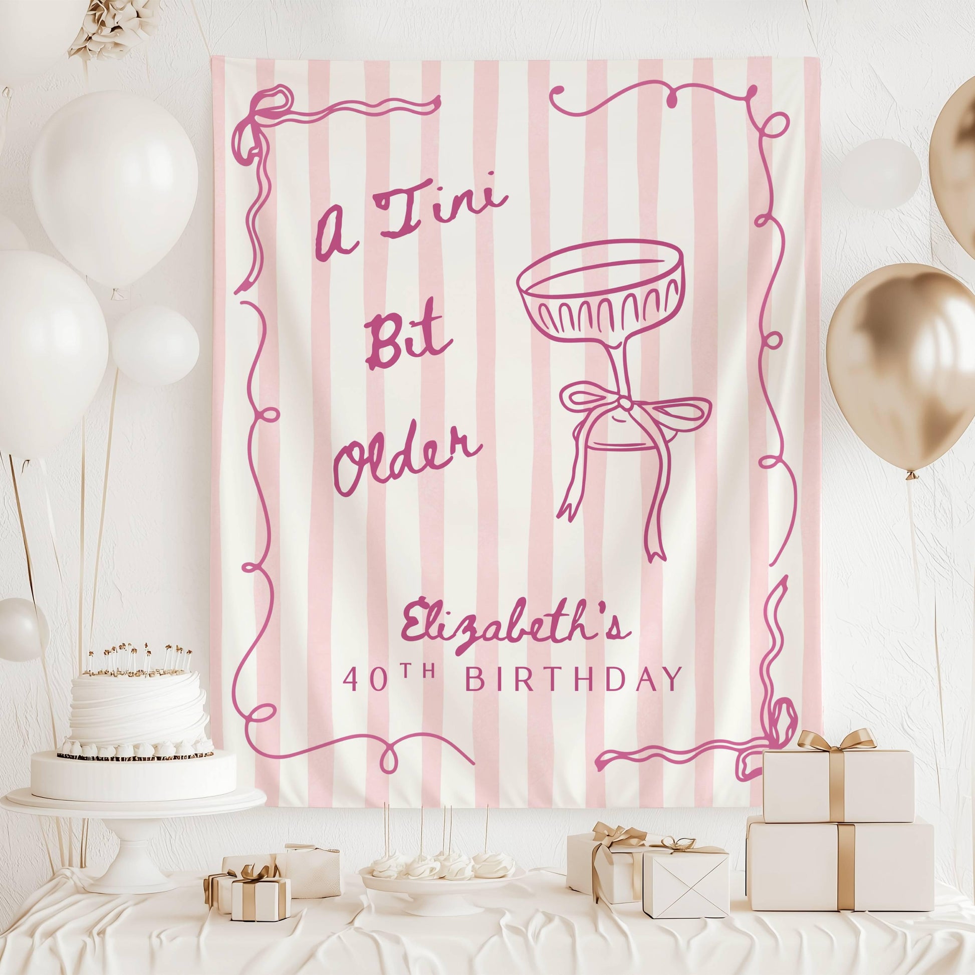 A Tini Bit Older Banner Tini Bit Older Birthday Party Decor Martini 30th Birthday Backdrop Girly Cocktail 20th Birthday Wall Tapestry - LAUMIANstudio