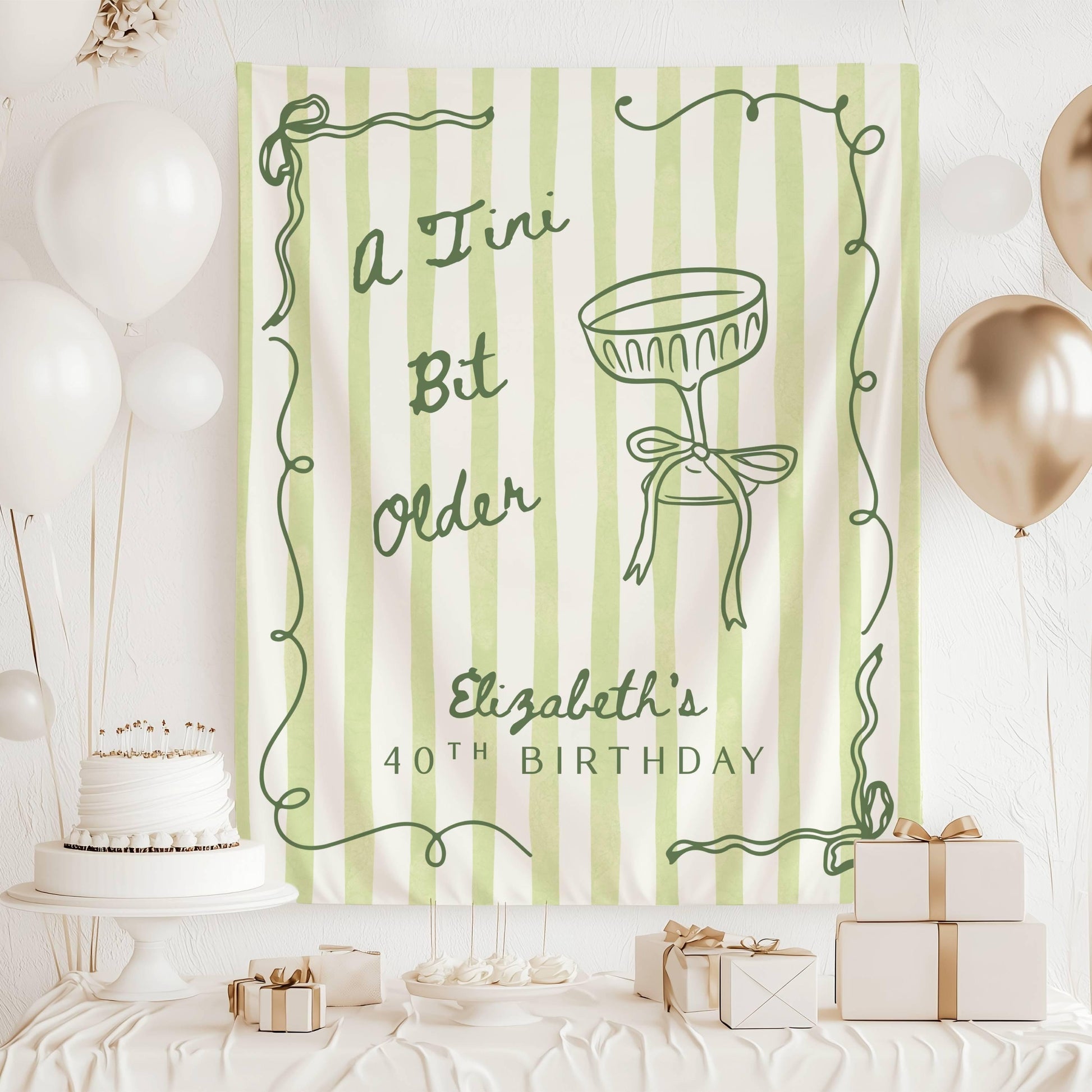 A Tini Bit Older Banner Tini Bit Older Birthday Party Decor Martini 30th Birthday Backdrop Girly Cocktail 20th Birthday Wall Tapestry - LAUMIANstudio