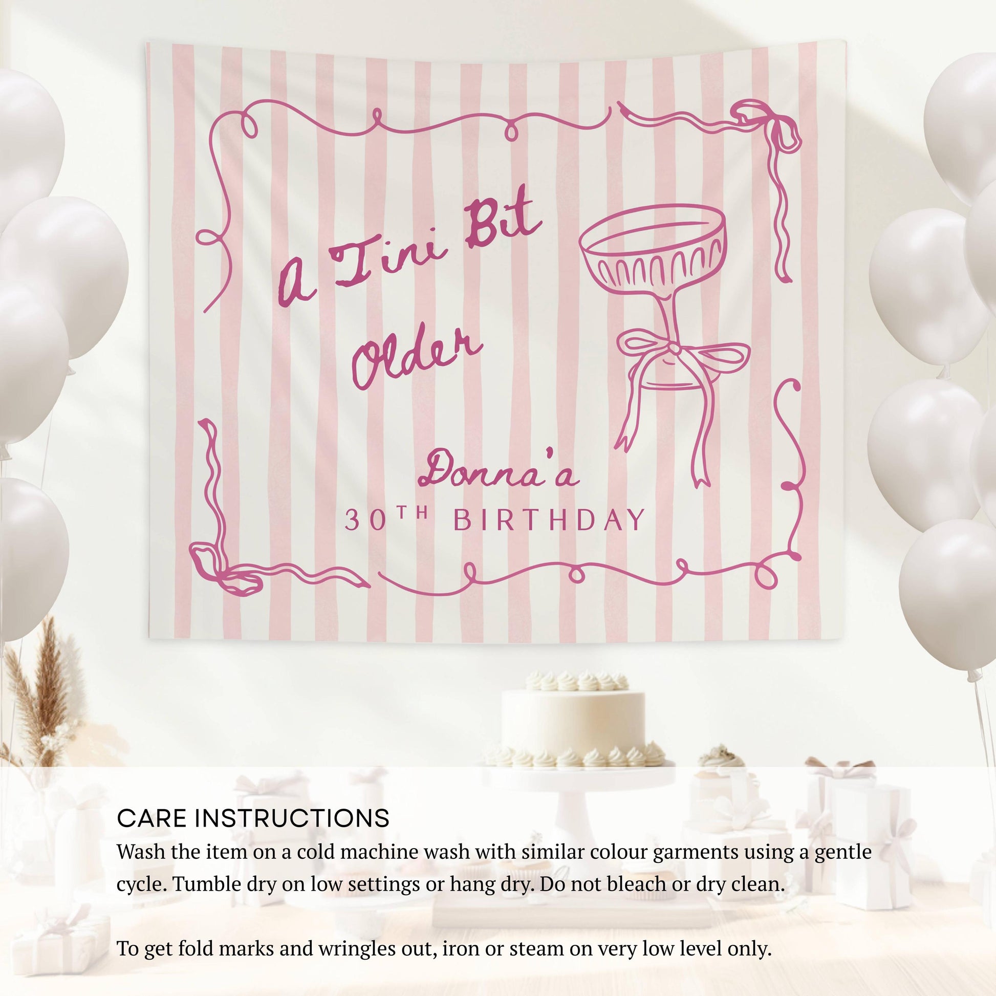 A Tini Bit Older Banner Tini Bit Older Birthday Party Decor Martini 30th Birthday Backdrop Girly Cocktail 20th Birthday Wall Tapestry - LAUMIANstudio
