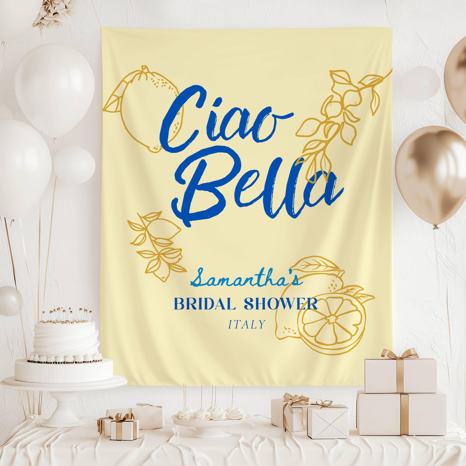 Ciao Bella Bachelorette Banner Italian Bachelorette Party Decor Ciao Bride Personalized Backdrop Ciao to Miss Bridal Shower Welcome Sign - LAUMIANstudio