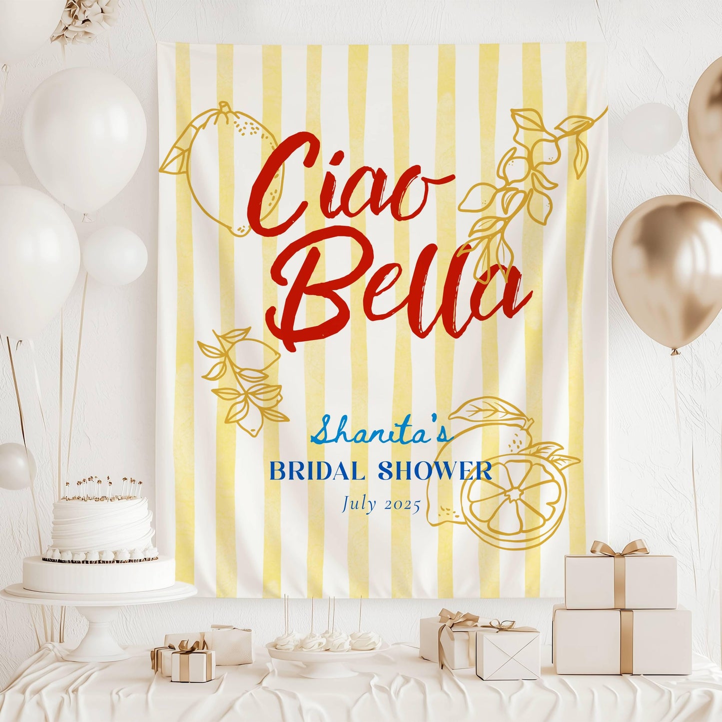 Ciao Bella Bachelorette Banner Italian Bachelorette Party Decor Ciao Bride Personalized Backdrop Ciao to Miss Bridal Shower Welcome Sign - LAUMIANstudio
