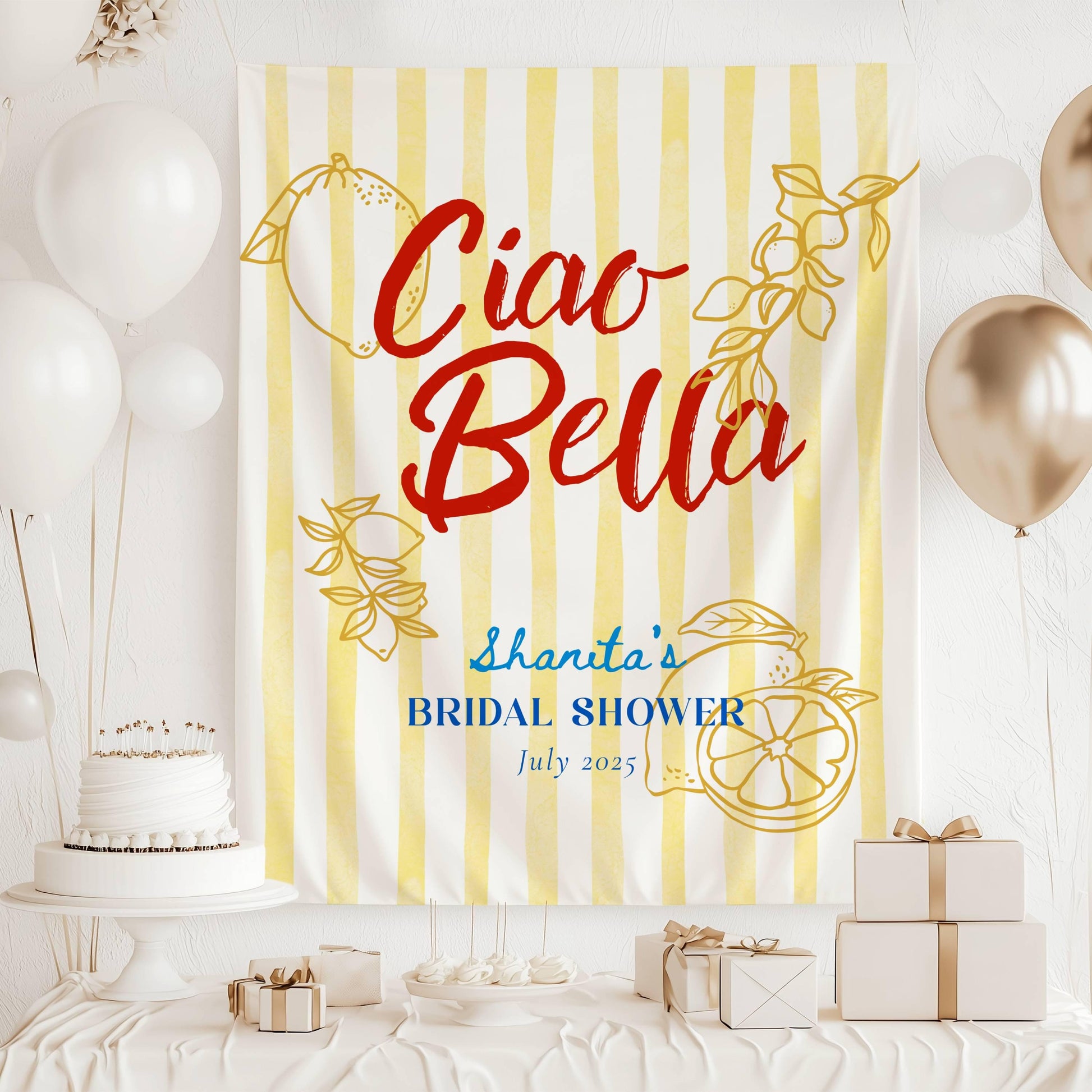 Ciao Bella Bachelorette Banner Italian Bachelorette Party Decor Ciao Bride Personalized Backdrop Ciao to Miss Bridal Shower Welcome Sign - LAUMIANstudio