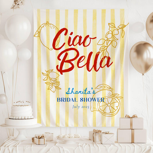 Ciao Bella Bachelorette Banner Italian Bachelorette Party Decor Ciao Bride Personalized Backdrop Ciao to Miss Bridal Shower Welcome Sign - LAUMIANstudio