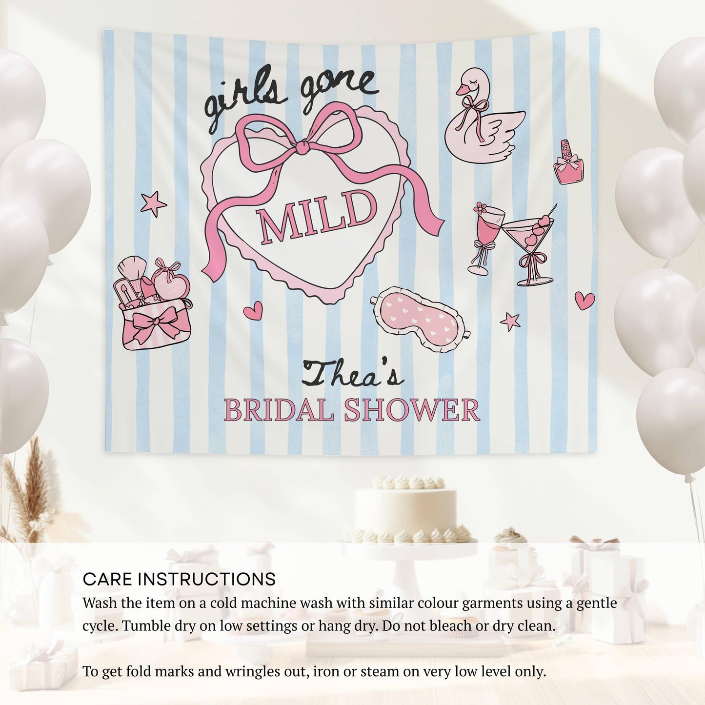 Girls Gone Mild Banner Personalized Bachelorette Party Backdrop Spa Bridal Shower Wall Tapestry Sleepover Bach Weekend Sign - LAUMIANstudio