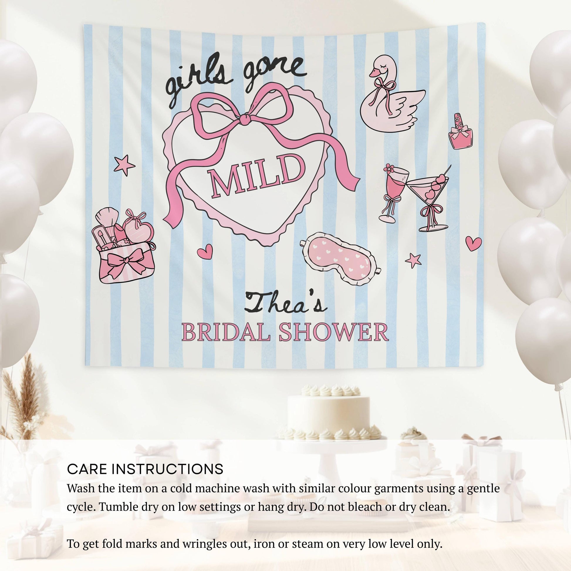 Girls Gone Mild Banner Personalized Bachelorette Party Backdrop Spa Bridal Shower Wall Tapestry Sleepover Bach Weekend Sign - LAUMIANstudio