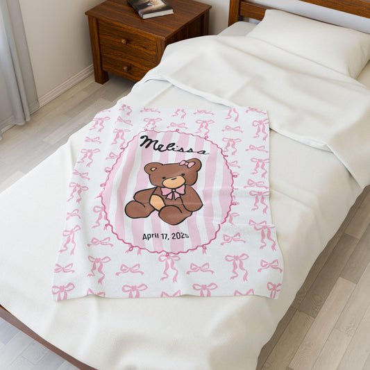 Soft Green Teddy Baby Blanket Custom Baby Bear Minky Blanket Personalized Teddy Sherpa Blanket Baby Boy 1st Birthday Gift Teddy Baby Bedding - LAUMIANstudio