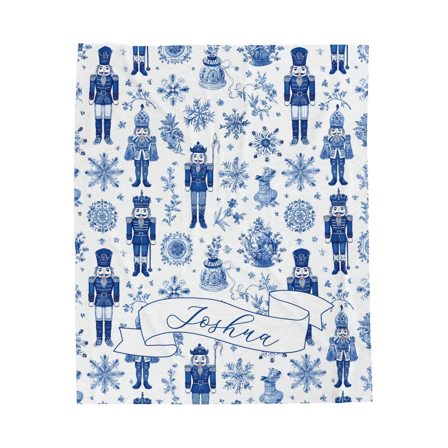 Pink Toile Nutcracker Baby Blanket Personalized Baby Girl Christmas Blanket 1st Christmas Gift for Granddaughter Custom Nutcracker Throw - LAUMIANstudio