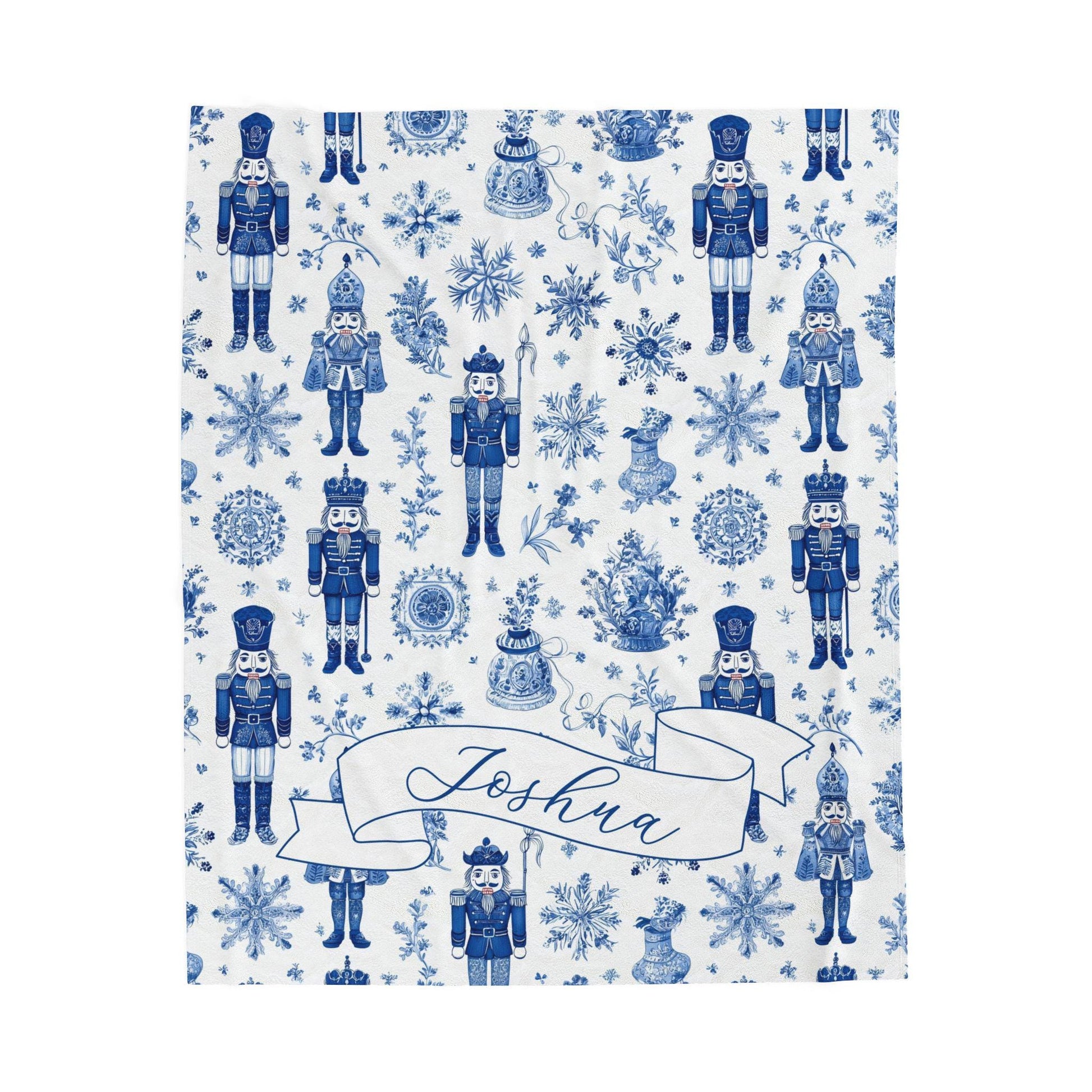 Pink Toile Nutcracker Baby Blanket Personalized Baby Girl Christmas Blanket 1st Christmas Gift for Granddaughter Custom Nutcracker Throw - LAUMIANstudio