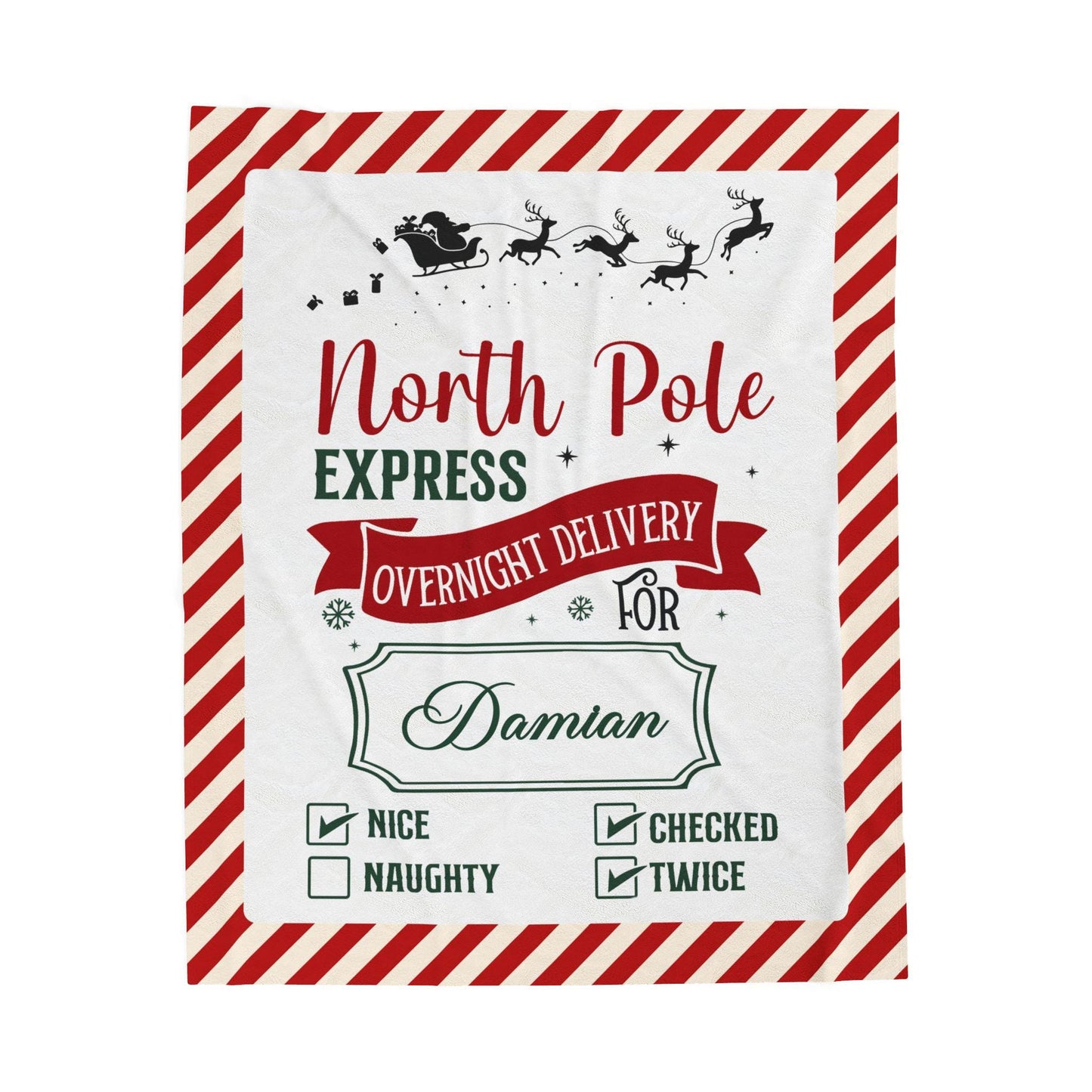 North Pole Express Baby Woven Blanket Personalized Christmas Baby Throw 1st Christmas Gift Name Santa Baby Blanket Christmas Baby Shower - LAUMIANstudio