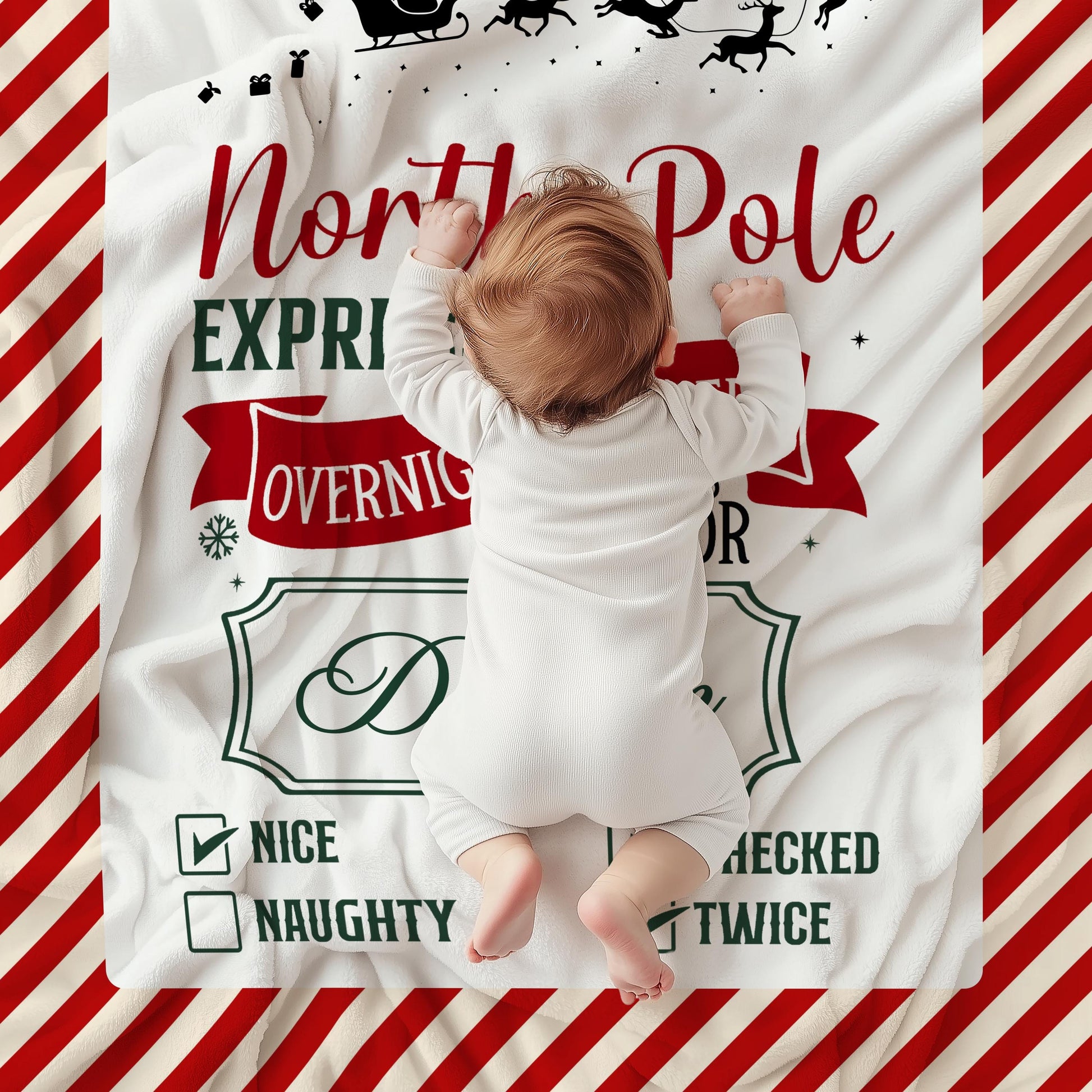 Personalized Christmas Baby Blanket North Pole Mail Blanket Custom Name Santa Baby Throw Baby 1st Christmas Blanket North Pole Express - LAUMIANstudio