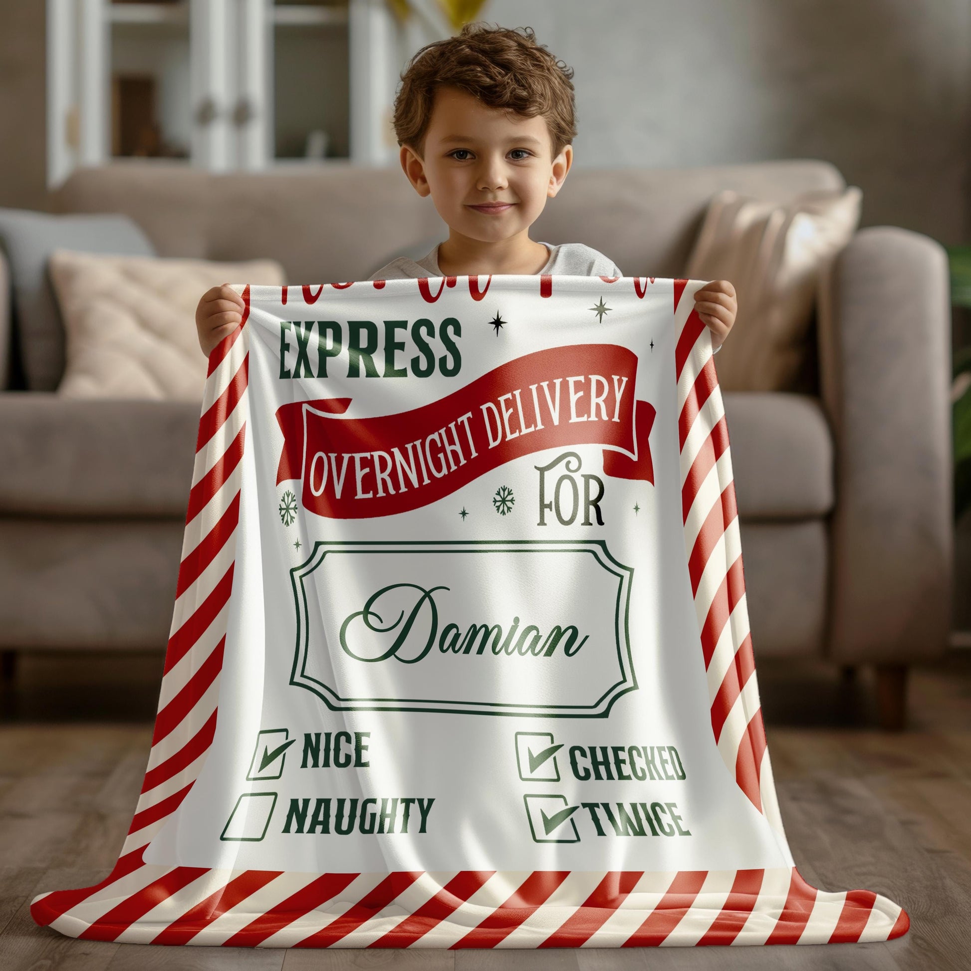 North Pole Express Baby Woven Blanket Personalized Christmas Baby Throw 1st Christmas Gift Name Santa Baby Blanket Christmas Baby Shower - LAUMIANstudio