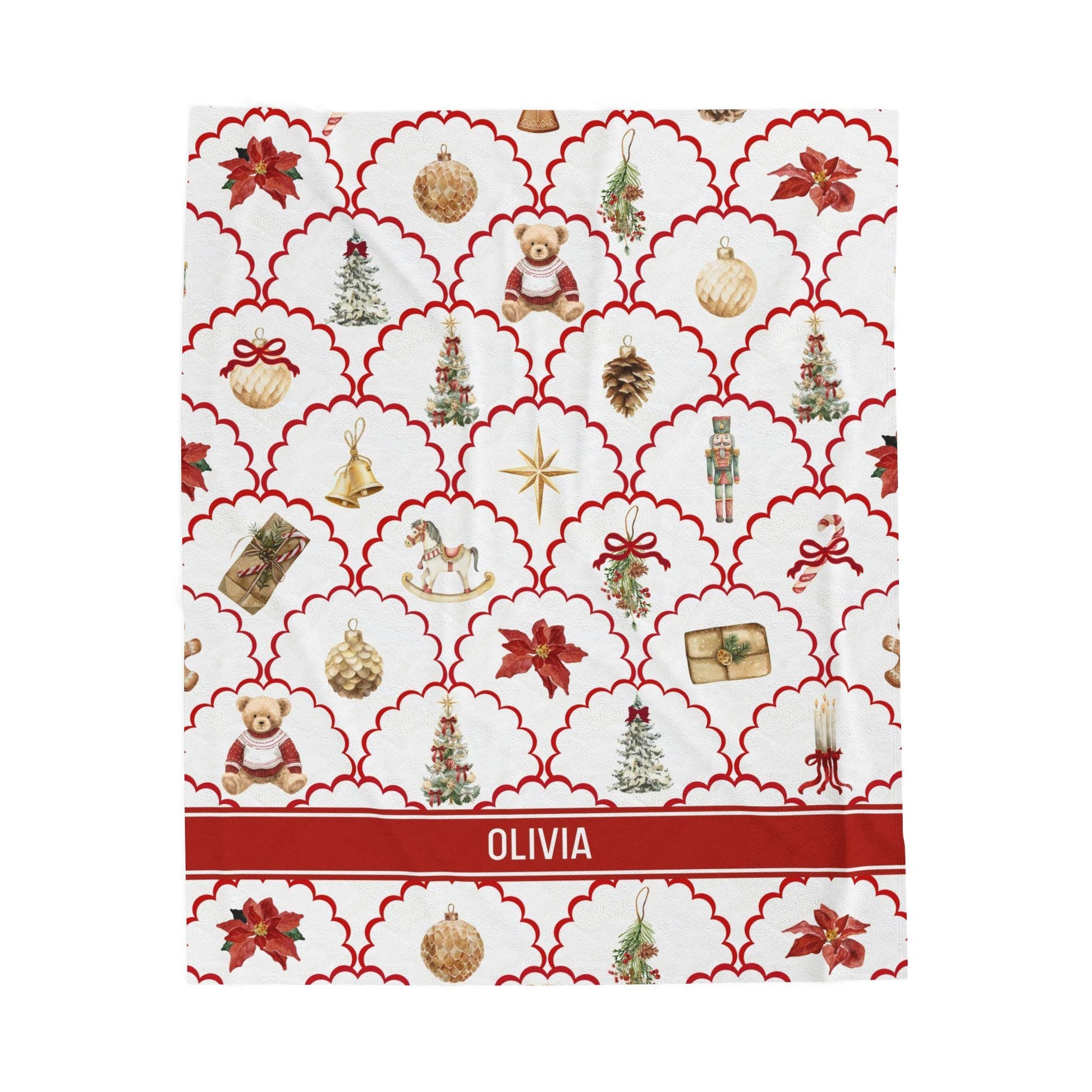 Vintage Christmas Woven Blanket Classic Christmas Throw Personalized Christmas Family Name Throw Blanket Kid 1st Christmas Baby Blanket - LAUMIANstudio
