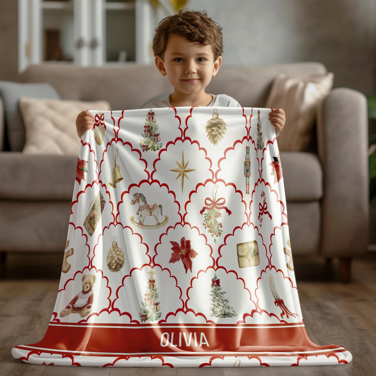 Custom Name Christmas Family Blanket: Velveteen Plush, Sherpa, Woven - LAUMIANstudio
