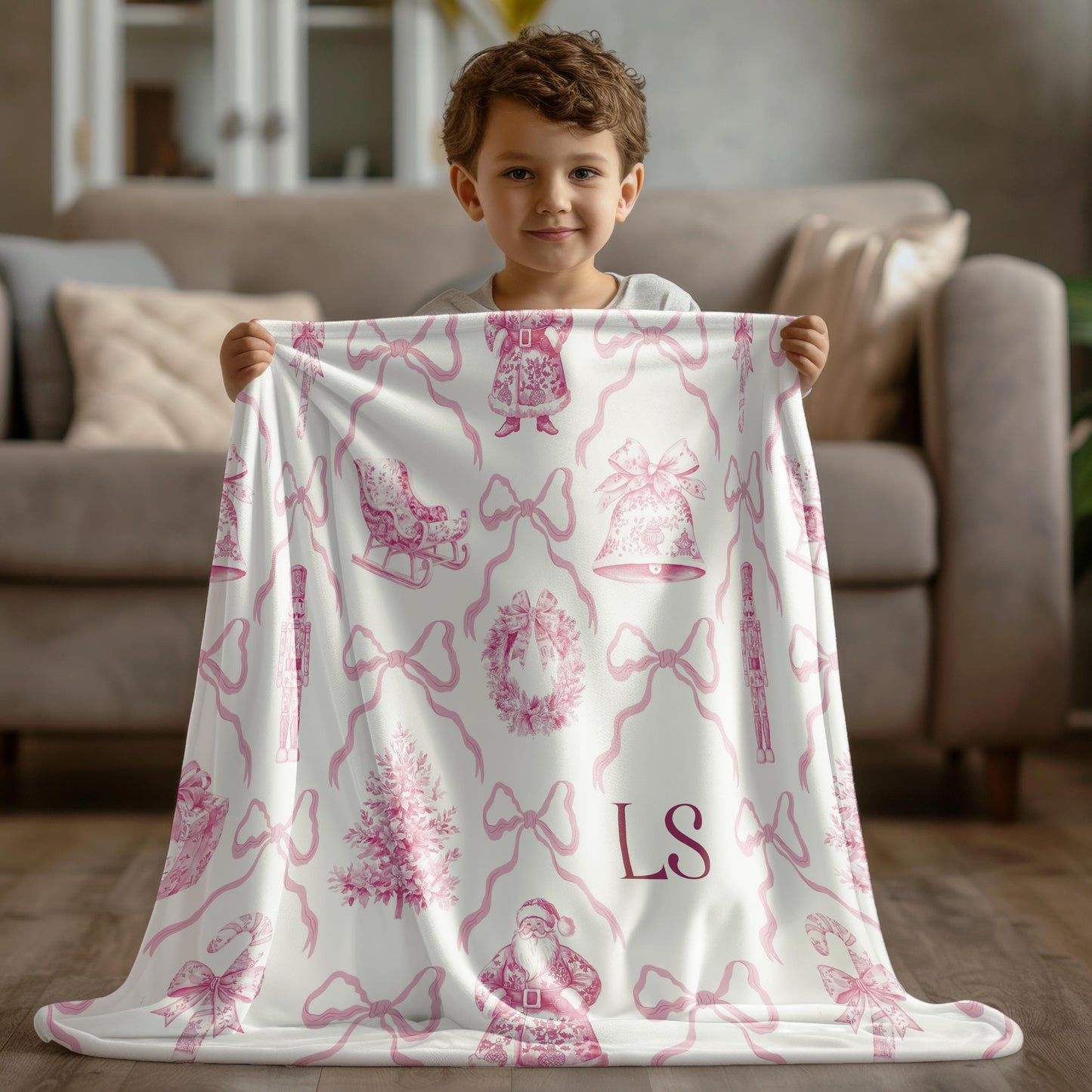 Nutcracker Baby Name Woven Blanket for Boy Blue Christmas Nursery Decor Winter Baby Shower Gift Blue Santa Baby Gift 1st Birthday Blanket - LAUMIANstudio