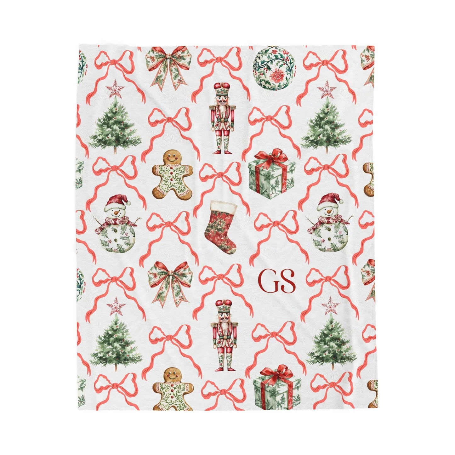 Personalized Christmas Woven Baby Blanket Festive Red Toile Throw Classic Santa Organic Blanket Gingerbread Man Baby Blanket Holiday Theme - LAUMIANstudio