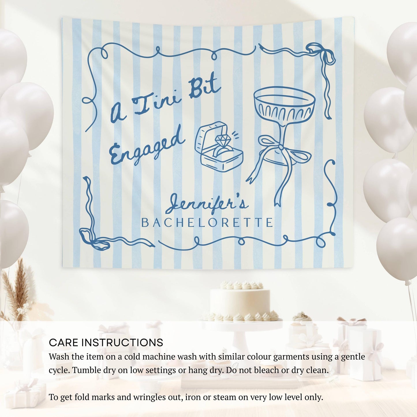 A Tini Bit Engaged Banner Martini Bachelorette Backdrop Bride in a Tini Bit Wall Tapestry Martini Engaged Bridal Shower Decor - LAUMIANstudio