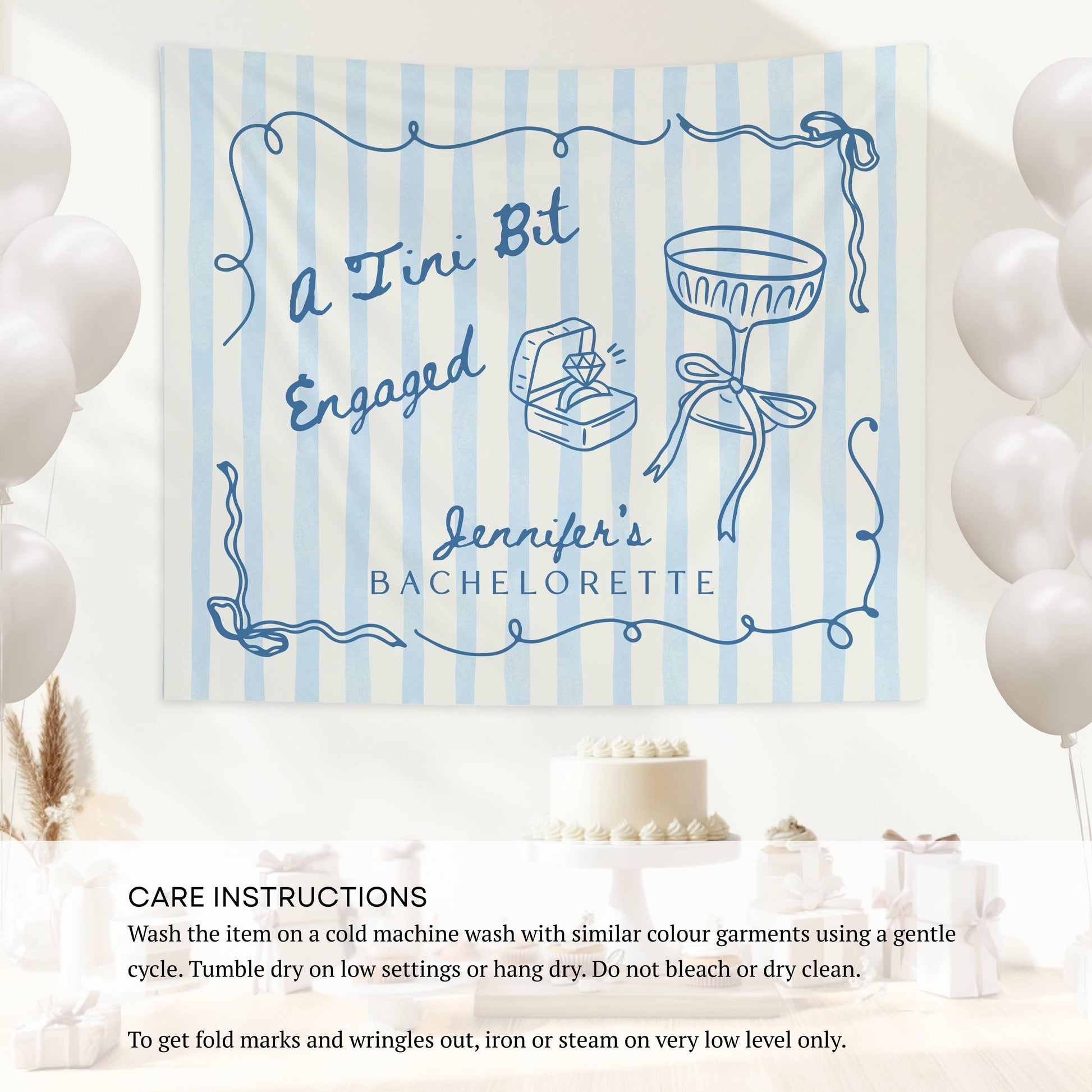 A Tini Bit Engaged Banner Martini Bachelorette Backdrop Bride in a Tini Bit Wall Tapestry Martini Engaged Bridal Shower Decor - LAUMIANstudio