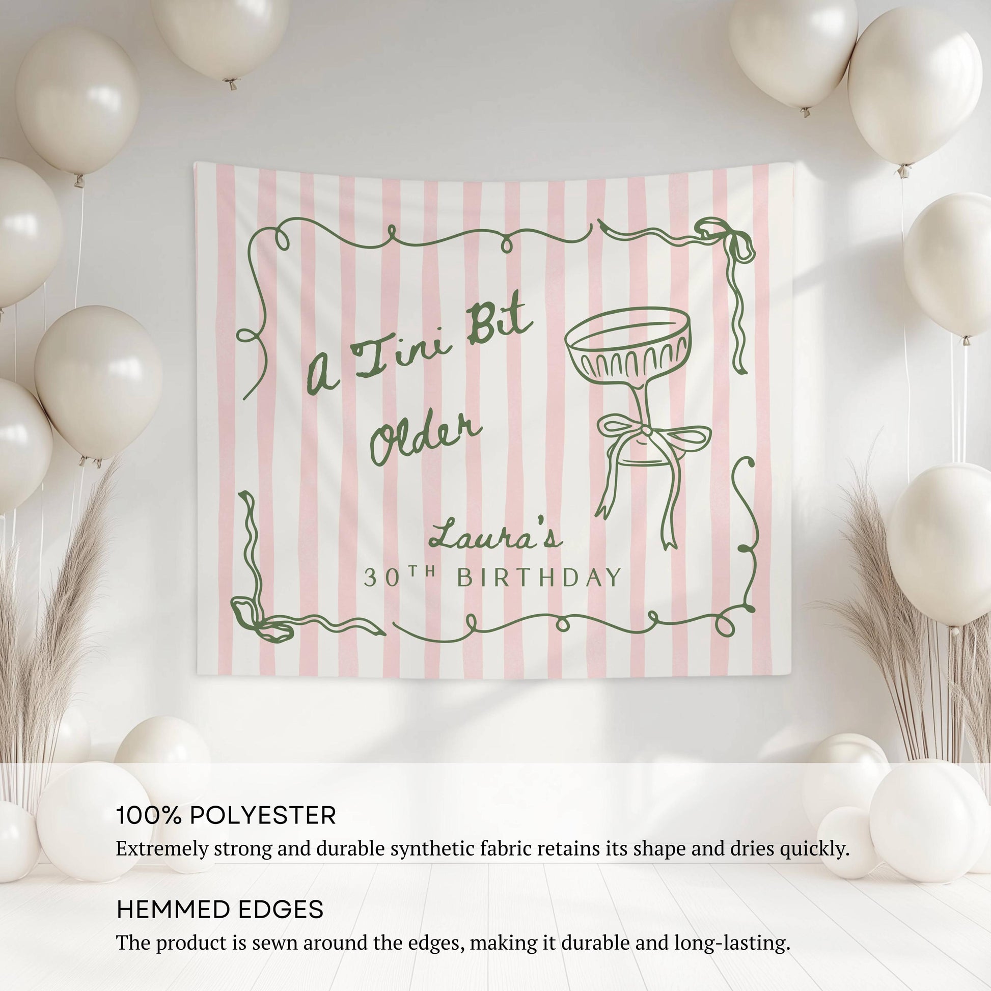 A Tini Bit Older Banner Tini Bit Older Birthday Party Decor Martini 30th Birthday Backdrop Girly Cocktail 20th Birthday Wall Tapestry - LAUMIANstudio