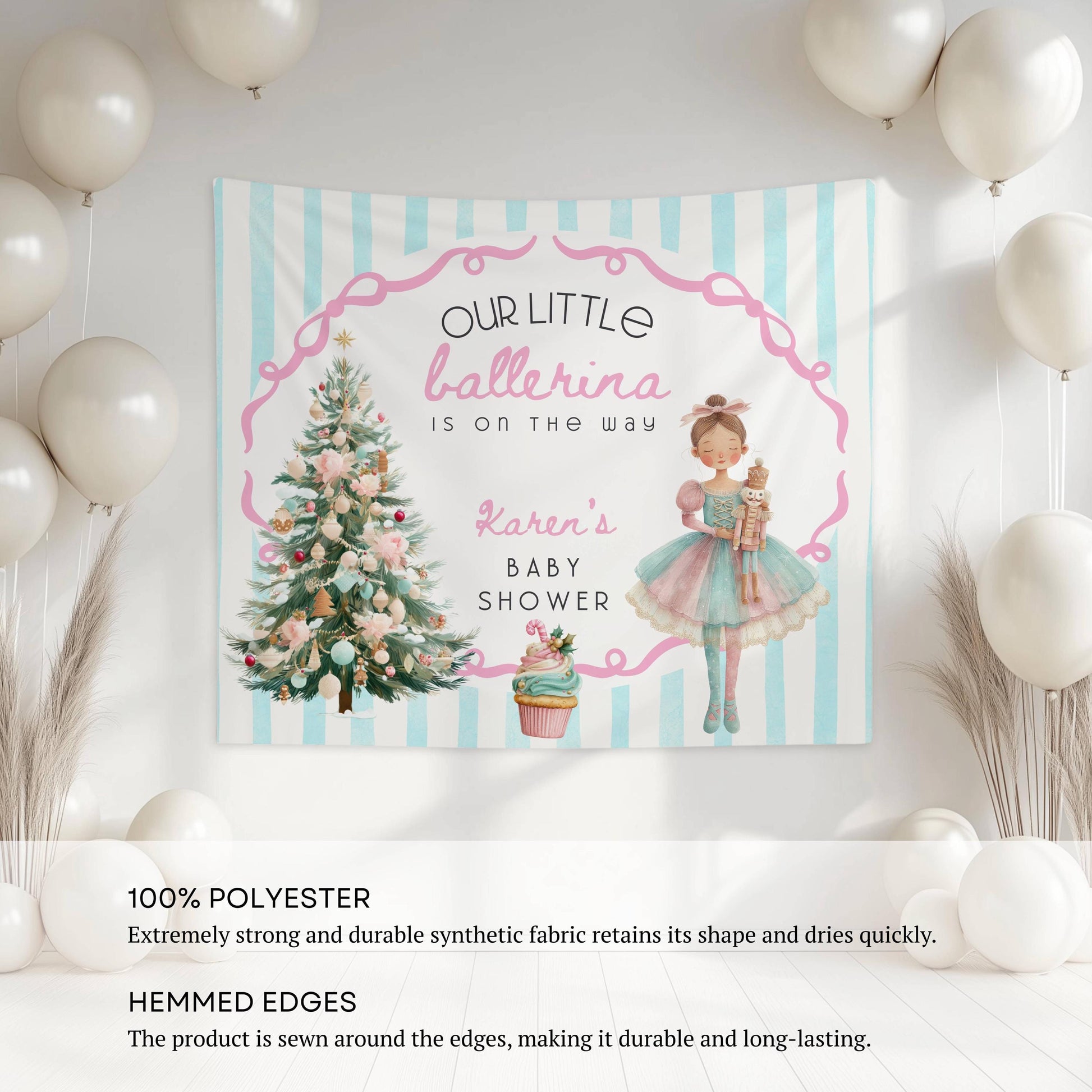 Our Little Sugerplum is on the Way Banner Winter Suger Plum Baby Shower Backdrop Personalized Ballerina Baby Shower Welcome Sign - LAUMIANstudio