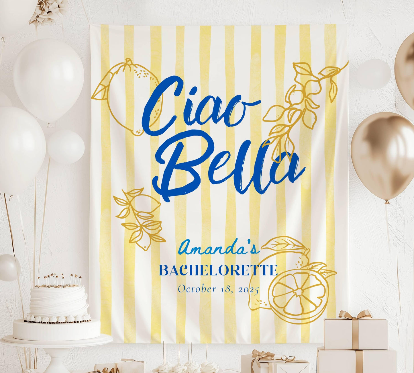 Ciao Bella Bachelorette Banner Italian Bachelorette Party Decor Ciao Bride Personalized Backdrop Ciao to Miss Bridal Shower Welcome Sign - LAUMIANstudio