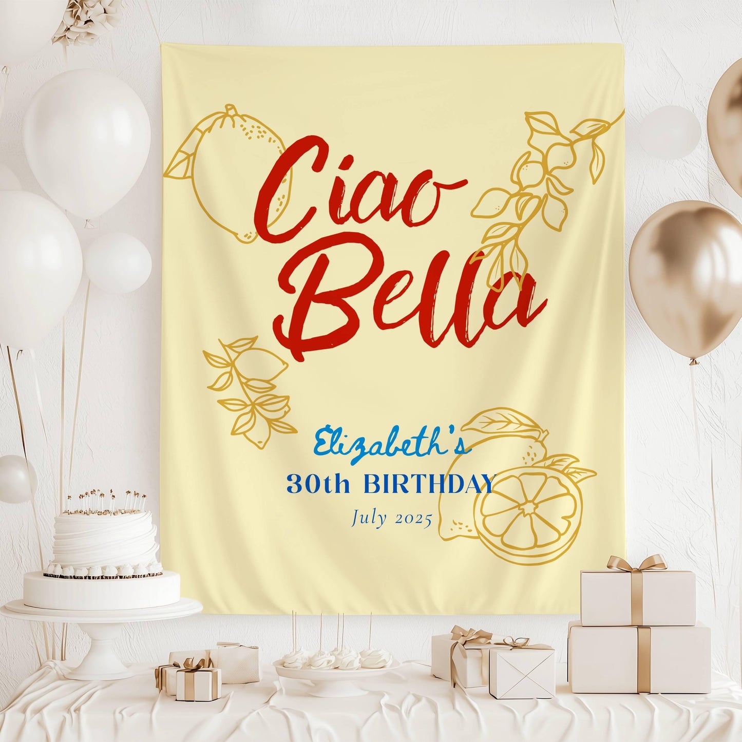 Ciao Bella Bachelorette Banner Italian Bachelorette Party Decor Ciao Bride Personalized Backdrop Ciao to Miss Bridal Shower Welcome Sign - LAUMIANstudio