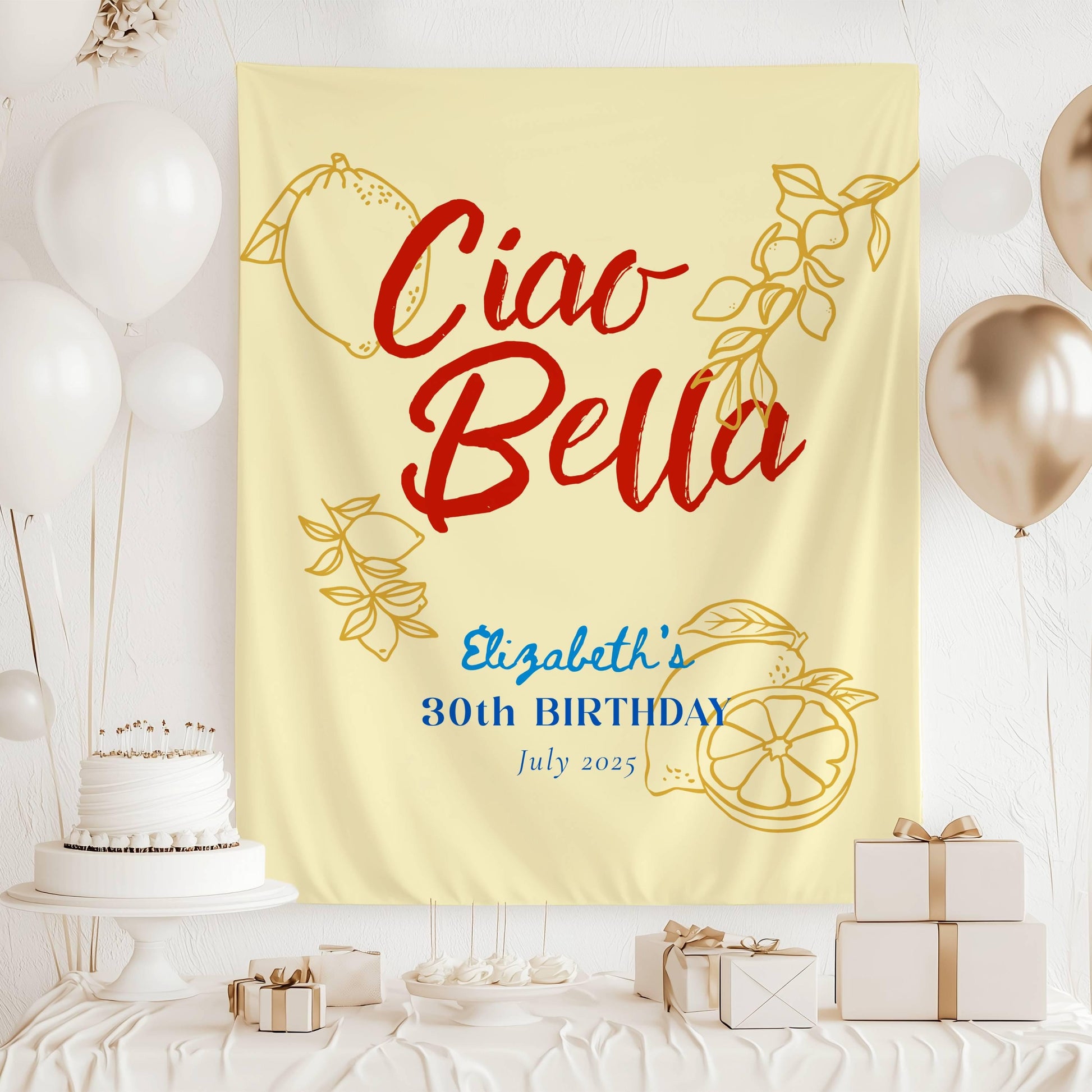 Ciao Bella Bachelorette Banner Italian Bachelorette Party Decor Ciao Bride Personalized Backdrop Ciao to Miss Bridal Shower Welcome Sign - LAUMIANstudio