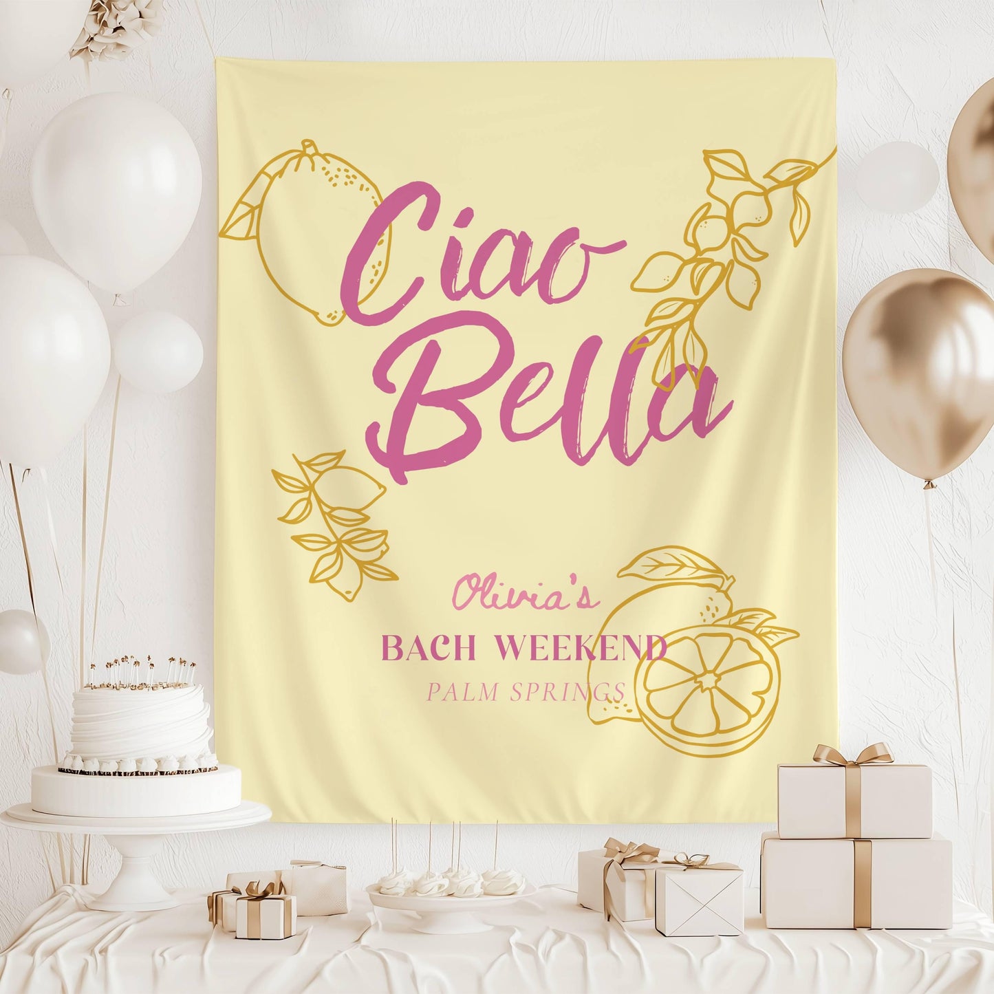 Ciao Bella Bachelorette Banner Italian Bachelorette Party Decor Ciao Bride Personalized Backdrop Ciao to Miss Bridal Shower Welcome Sign - LAUMIANstudio