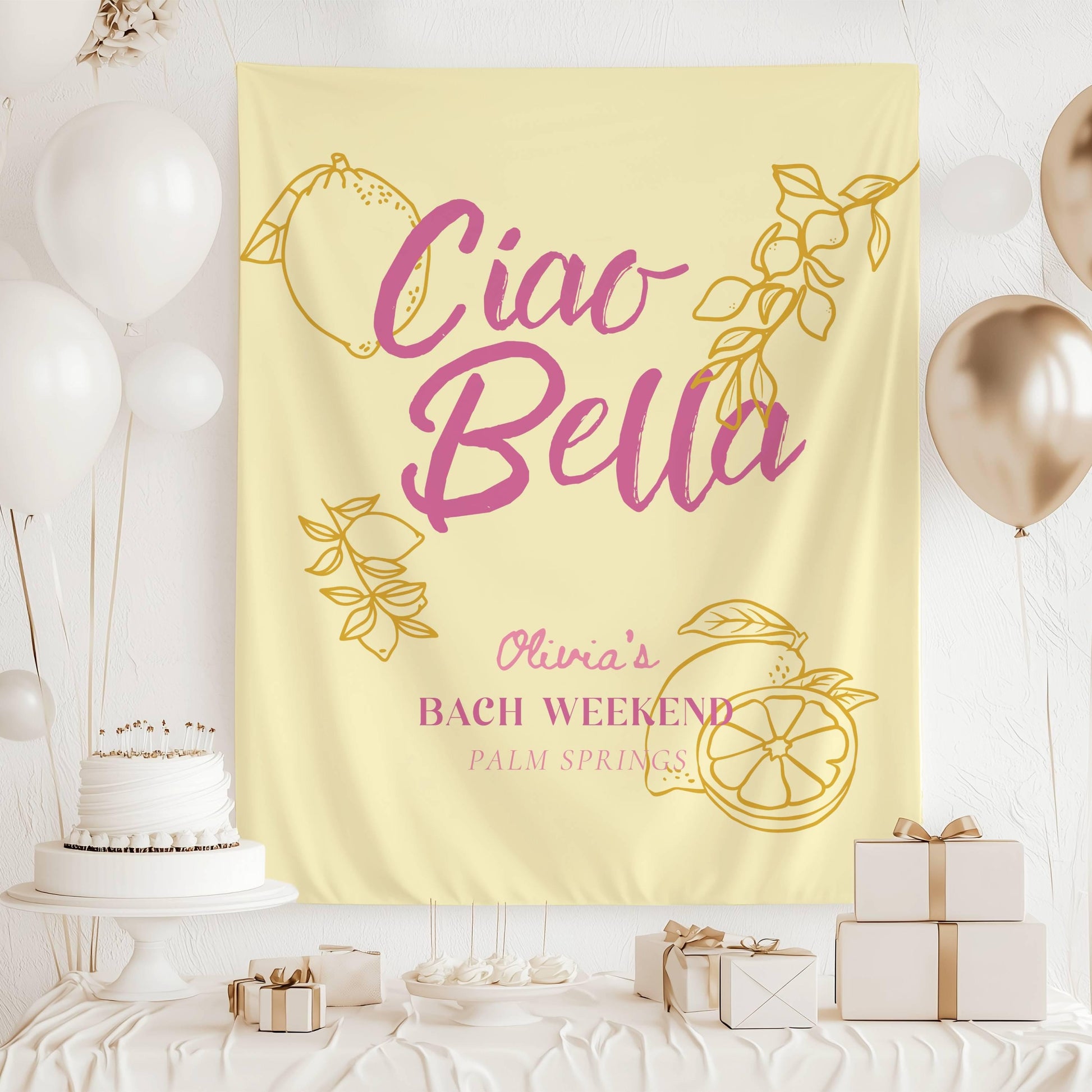 Ciao Bella Bachelorette Banner Italian Bachelorette Party Decor Ciao Bride Personalized Backdrop Ciao to Miss Bridal Shower Welcome Sign - LAUMIANstudio