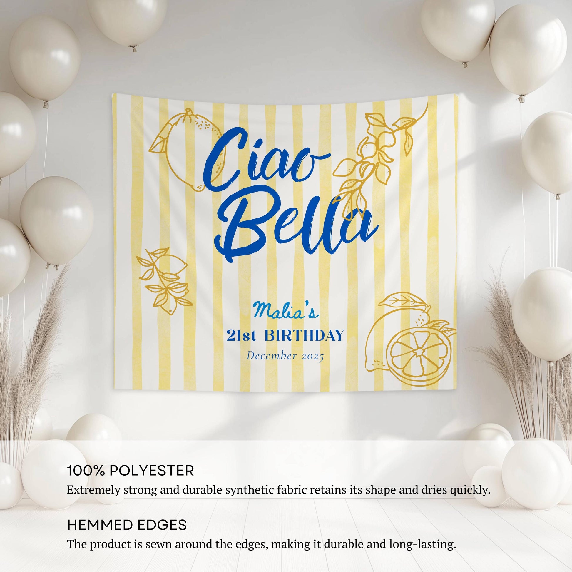 Ciao Bella Bachelorette Banner Italian Bachelorette Party Decor Ciao Bride Personalized Backdrop Ciao to Miss Bridal Shower Welcome Sign - LAUMIANstudio