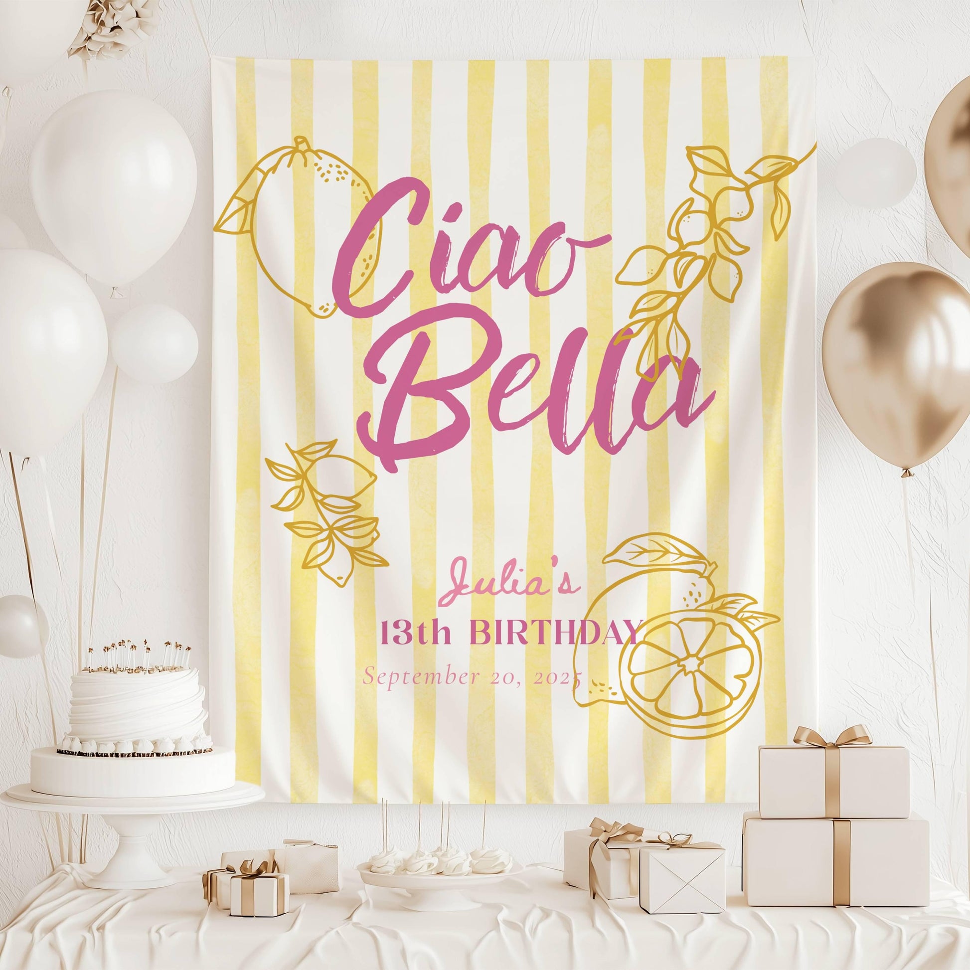 Ciao Bella Bachelorette Banner Italian Bachelorette Party Decor Ciao Bride Personalized Backdrop Ciao to Miss Bridal Shower Welcome Sign - LAUMIANstudio
