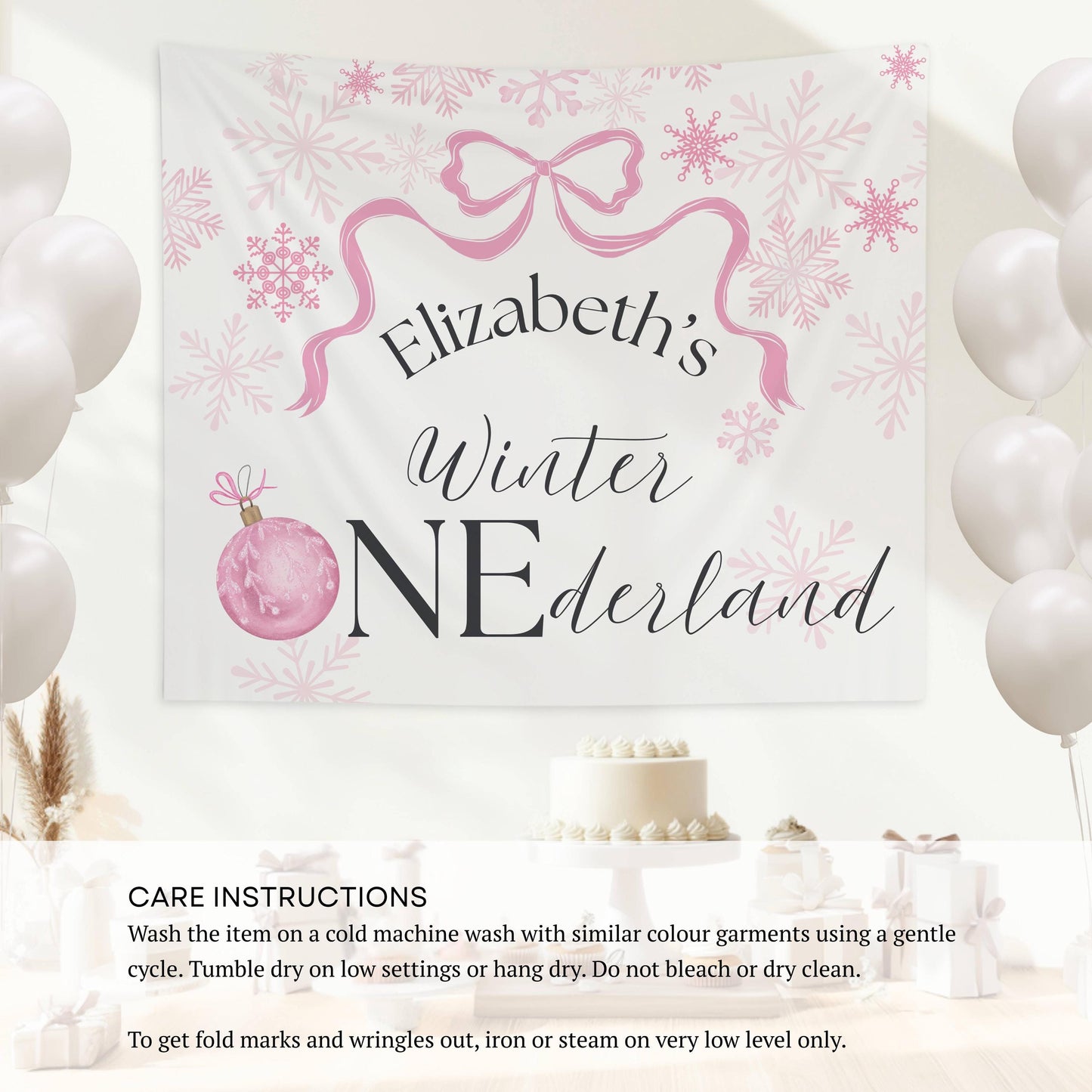 Winter ONEderland Backrop Winter 1st Birthday Party Decor Personalized Snowflake Birthday Banner - LAUMIANstudio