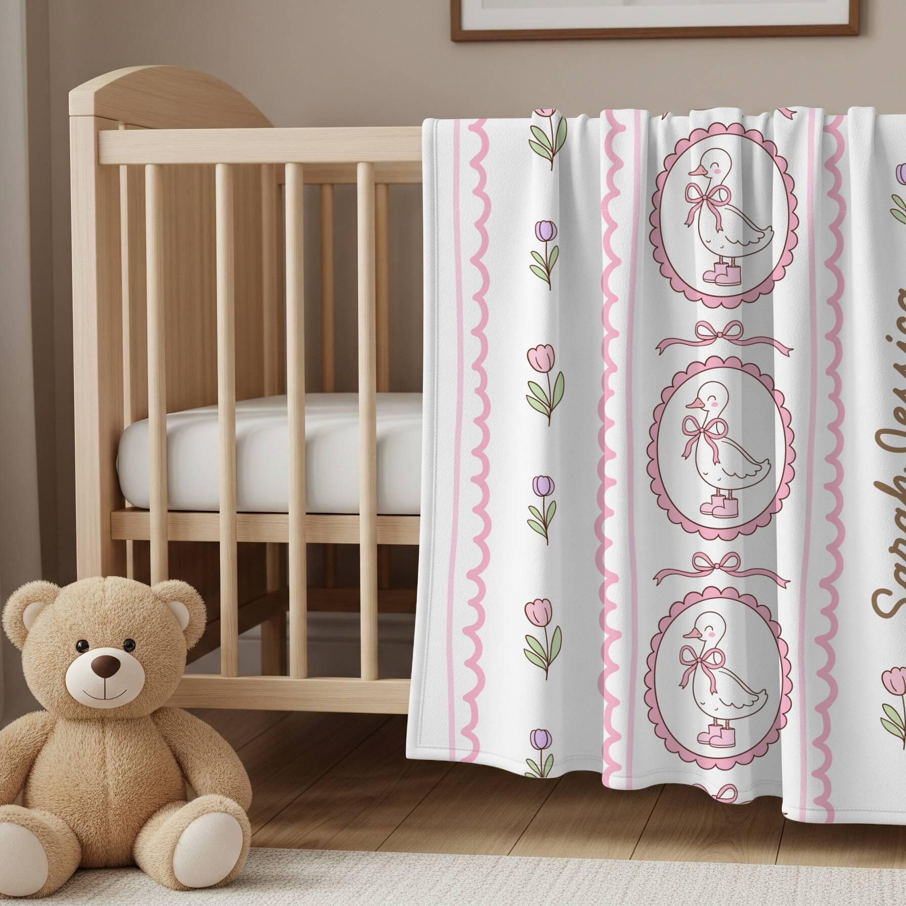 Silly Goose Woven Blanket Personalized Silly Goose Baby Shower Gift Baby Girl Birth Gift Pink Silly Goose 1st Birthday Gift Blanket for Girl - LAUMIANstudio