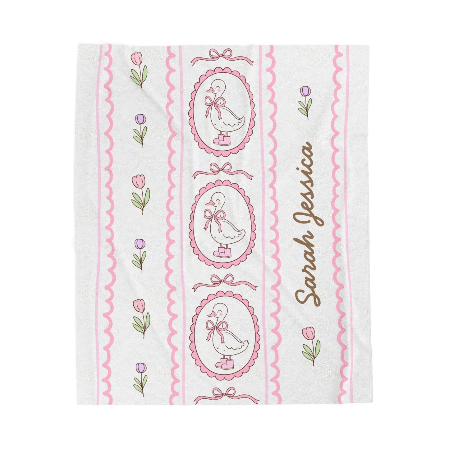Silly Goose Woven Blanket Personalized Silly Goose Baby Shower Gift Baby Girl Birth Gift Pink Silly Goose 1st Birthday Gift Blanket for Girl - LAUMIANstudio