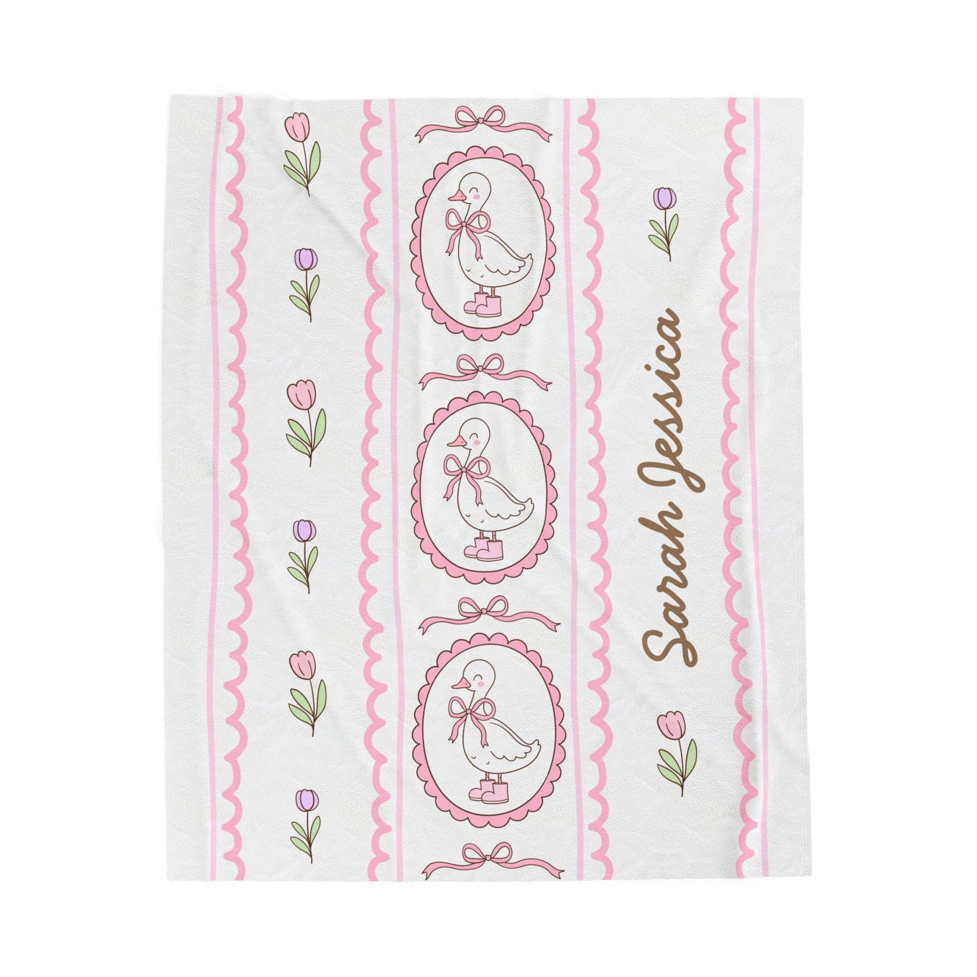 Silly Goose Woven Blanket Personalized Silly Goose Baby Shower Gift Baby Girl Birth Gift Pink Silly Goose 1st Birthday Gift Blanket for Girl - LAUMIANstudio
